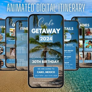 de voyage de Cabo au Mexique | Itinéraire du week-end d'anniversaire | Escapade à Cap | Itinéraire du voyage | Invitation d'anniversaire | Itinéraire numérique | Voyage entre filles