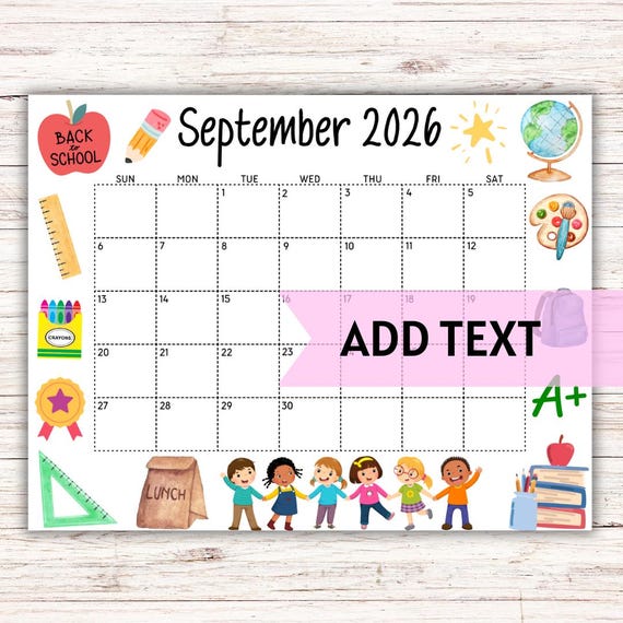 Best Printable September 2026 Calendar For Back-To-School