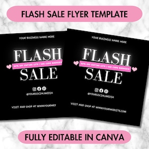 Flash Sale Flyer | Boutique Sale Flyer | Clothing Sale Flyer | Hair Lash Makeup Business Sale Flyer | DIY Website Sale Social Media Flyer