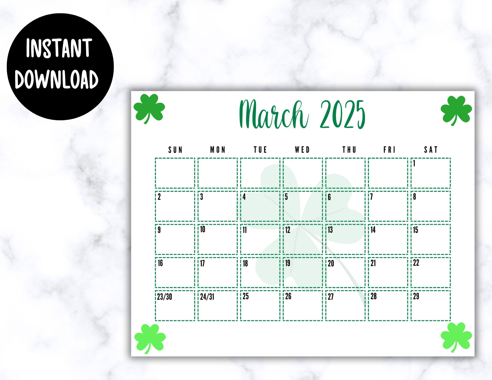 saint patricks day calendar