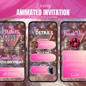 Digital Girls Night Birthday Invitation | Glam Girls Night Party Invite | Let&#39;s Get Tipsy Girls Night Invite | Ladies Night Invitation