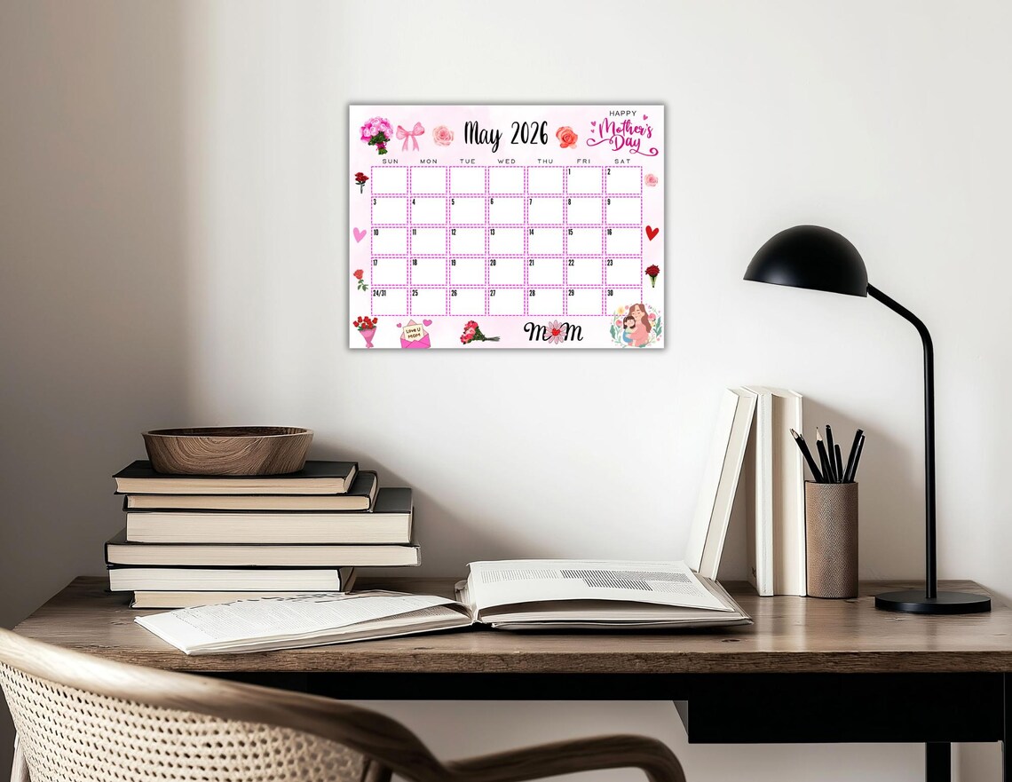 Calendario de mayo 2026 imprimible y editable / Lindo calendario del ...