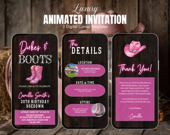 Digital Western Birthday Party Invitation | Cowgirl Evite | Rodeo Theme Flyer | Hoedown Invite | Editable Digital Invite | Dukes and Boots
