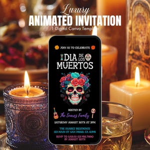Digital Day of The Dead Invitation | Animated Dia De Los Muertos Invitation | Dia De Los Muertos | Mexican Celebration | Editable Template