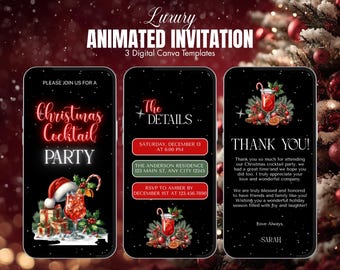 Digital Christmas Cocktail Party Invitation | Christmas Party Invite | Friends Christmas Cocktail Party Invite | Christmas Dinner Invite
