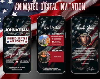 Digital Military Enlistment Going Away Party Invitation | National Guard | Navy | Marines | Army | Coast Guard | Air Force | Farewell Invite