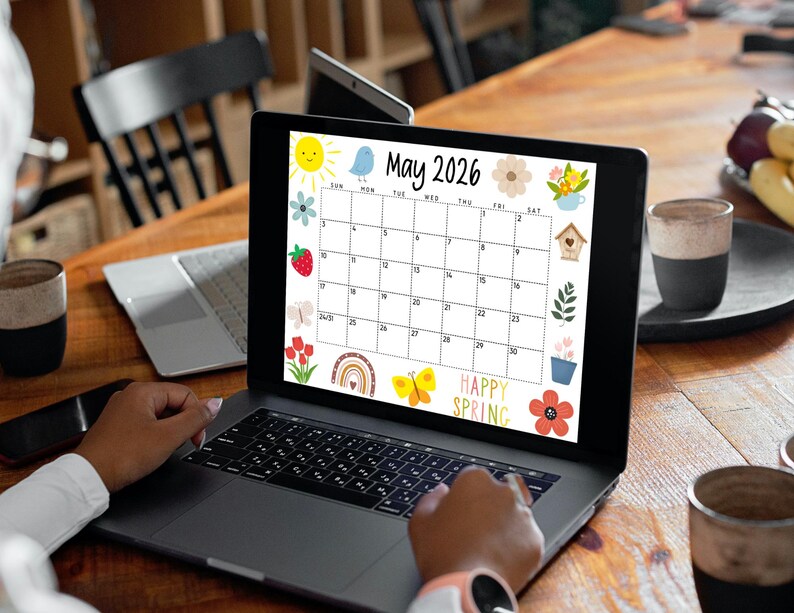 Calendario de mayo 2026 imprimible y editable / Bonito calendario ...