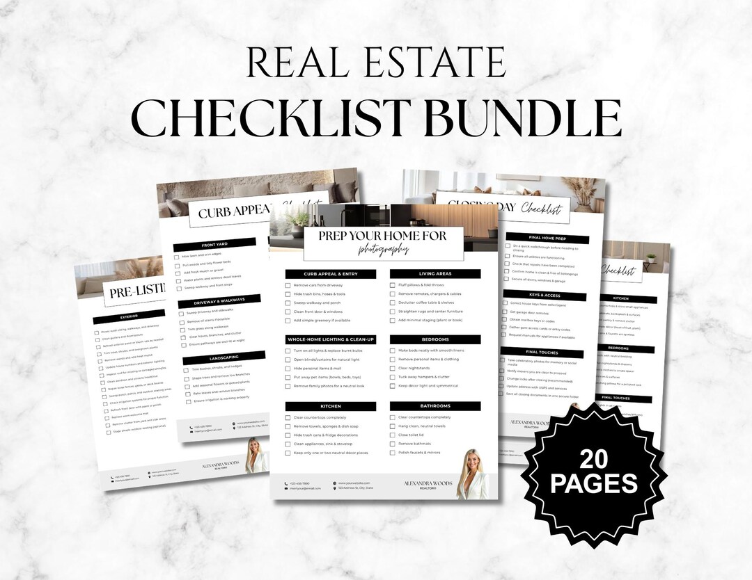 20 Real Estate Checklist Bundle | Real Estate Marketing | Realtor ...