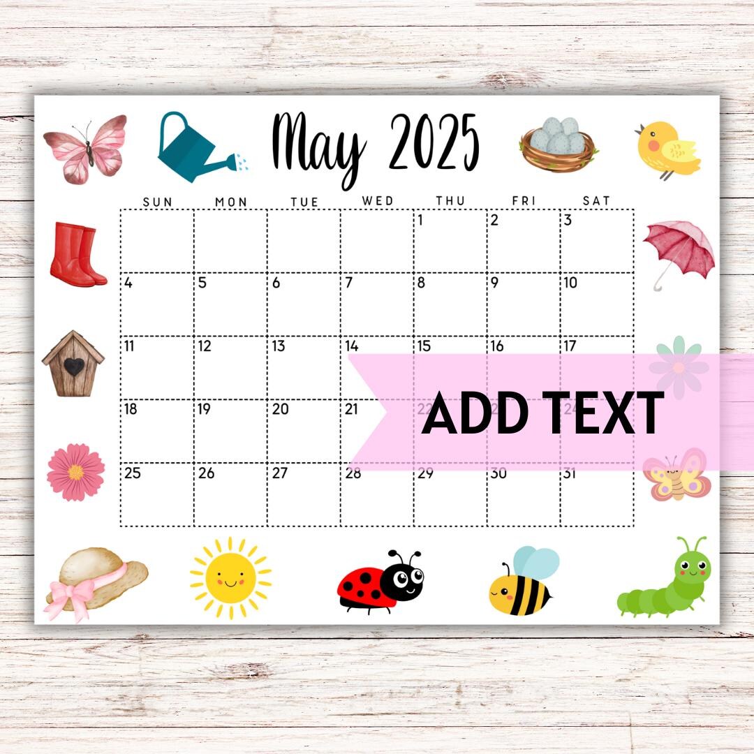 editable-printable-may-calendar-2025-cute-spring-calendar-w-bird-nest-and-butterflies-monthly-calendar-classroom-calendar-fillable-etsy