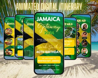 Jamaika Reise Vorlage | Geburtstag Wochenende Reiseplan | Jamaika Kurzurlaub | Reiseverlauf | Geburtstag einladen | Digitaler Reiseplan | Mädchentripp