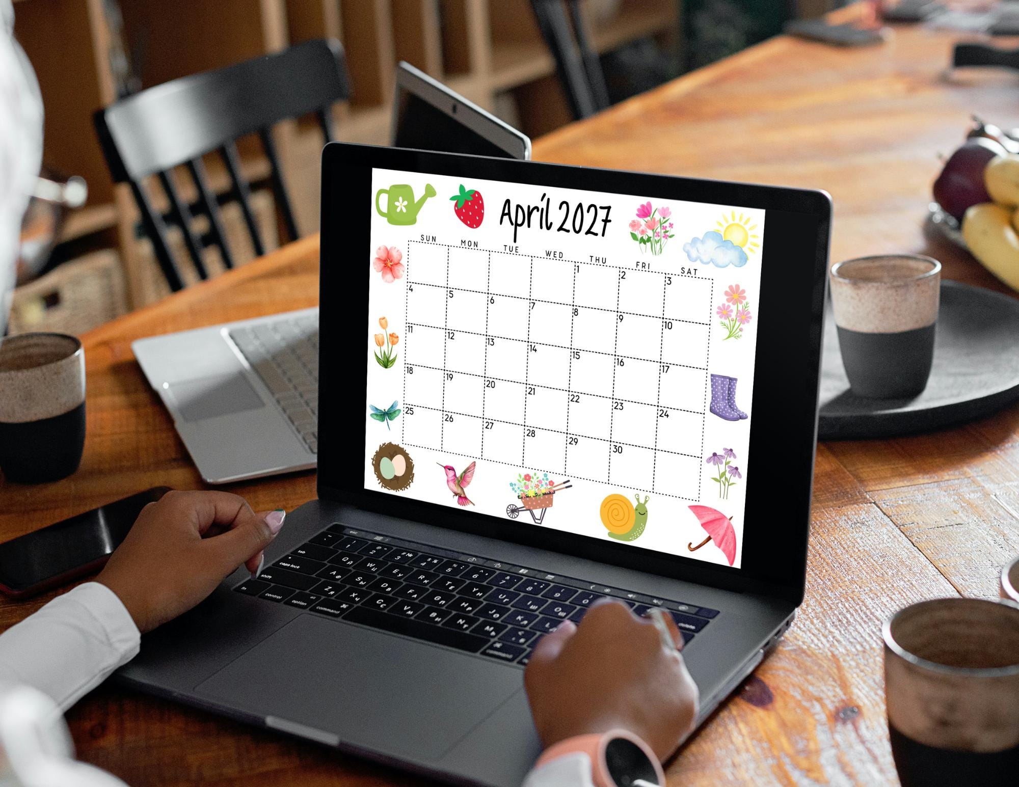 EDITABLE April Calendar 2027 | Printable Wall Calendar 2027 | Cute ...