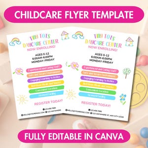 Daycare flyer | Childcare Flyer | Baby Sitter Flyer | Day Care Template | Pre-School Advertisement | Sign up Flyer | Editable Template