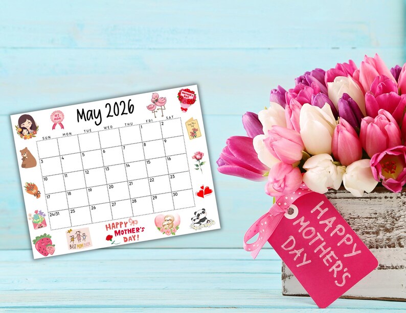 Calendario imprimible de mayo de 2026 / Calendario editable y bonito ...