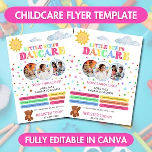 Daycare flyer | Childcare Flyer | Baby Sitter Flyer | Day Care Template | Pre-School Advertisement | Sign up Flyer | Editable Template