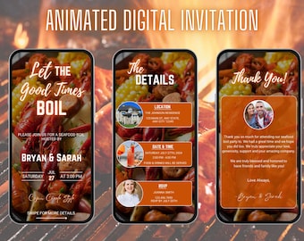 Digital Seafood Boil Party Invitation | Digital Crawfish Boil Dinner Invite | Backyard Party | Let The Good Times Boil Invitation Template