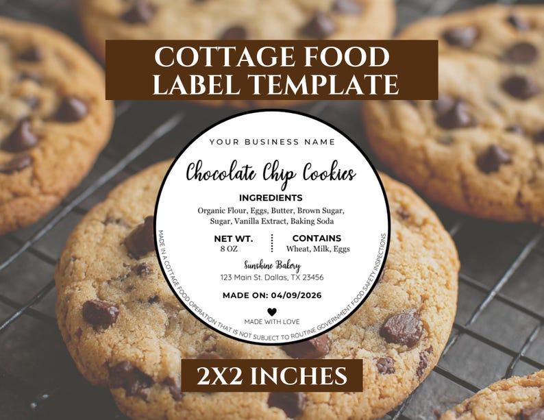 Editable Cottage Food Label | Printable Food Label | DIY Bakery ...