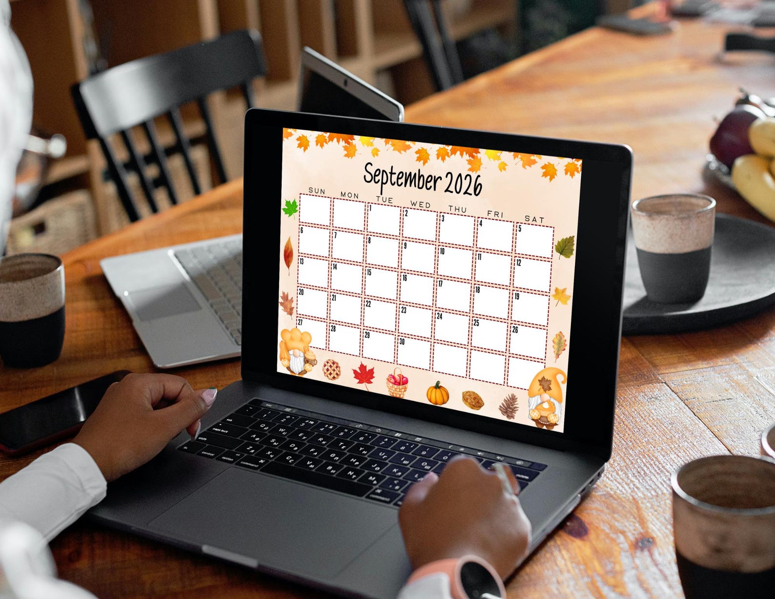 EDITABLE Printable September Calendar 2026 | Cute Gnome Fall Calendar W ...