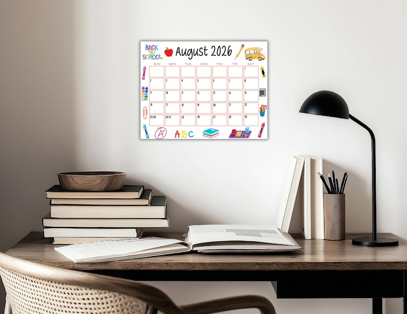 EDITABLE Printable August Calendar 2026 | Back To School Calendar | Classroom Calendar | Cute August 2026 Calendar | Monthly Calendar image 5