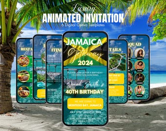 Jamaika Reise Vorlage | Geburtstag Wochenende Reiseplan | Jamaika Kurzurlaub | Reiseverlauf | Geburtstag einladen | Digitaler Reiseplan | Mädchentripp