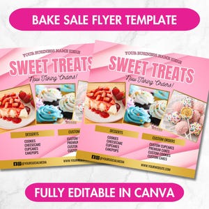 Editable Bakery Flyer | Bake Sale Flyer | Sweet Treats Flyer | Dessert Flyer | Bake Shop Flyer | Pastry Flyer | Cake Business Flyer