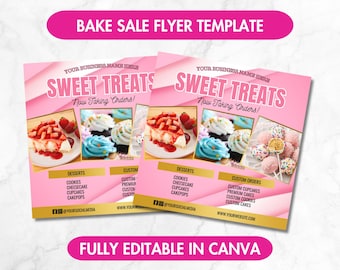 Editable Bakery Flyer | Bake Sale Flyer | Sweet Treats Flyer | Dessert Flyer | Bake Shop Flyer | Pastry Flyer | Cake Business Flyer