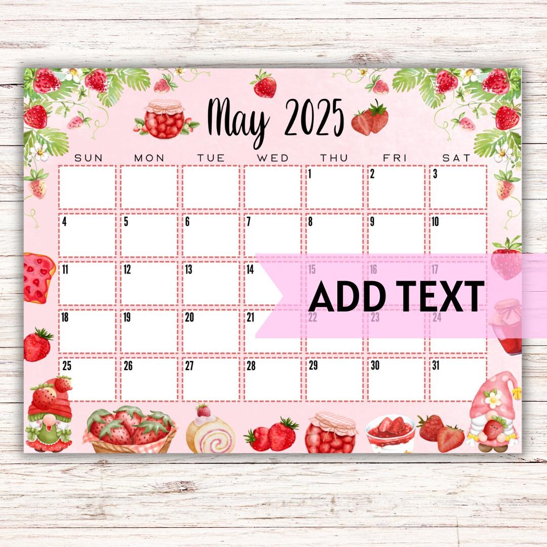EDITABLE Printable May Calendar 2025 Cute Strawberry Gnome May Calendar Monthly Calendar Fillable Calendar - Etsy editable-printable-may-calendar-2025-cute-strawberry-gnome-may-calendar-monthly-calendar-fillable-calendar-etsy