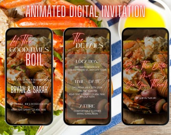 Seafood Boil Party Invitation | Digital Crawfish Boil Dinner Invite | Backyard Party | Let The Good Times Boil Invitation Template