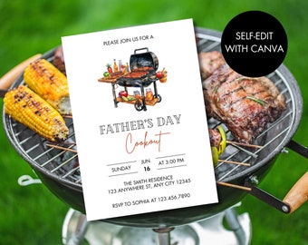 Editable Fathers Day Barbecue Invitation | Father's Day Cookout | Father's Day Invitation | Father's Day BBQ Invitation | BBQ Invitation
