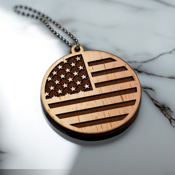 American Flag Pendant SVG • Patriotic Inspo • Wood, Leather, Glowforge, Cricut Template Design • Commercial Use File • DIY Jewelry Gifts