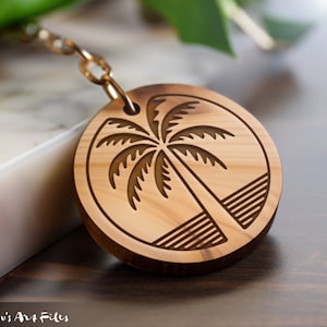 Tropische palmboom sleutelhanger SVG • Glowforge Cricut sjabloon • hout leer DIY geschenken • bestand voor commercieel gebruik