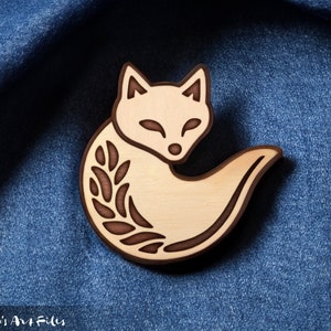 Schattige Fox broche pin SVG • Glowforge Cricut lasersjabloon • Hoge kwaliteit commercieel gebruik bestand • Hout leer acryl DIY ambachtelijke geschenken