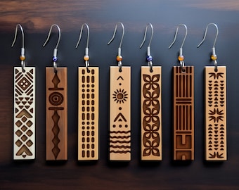 Geometric Earrings SVG Bundle: Laser Cut Wood & Leather Template (Commercial Use)