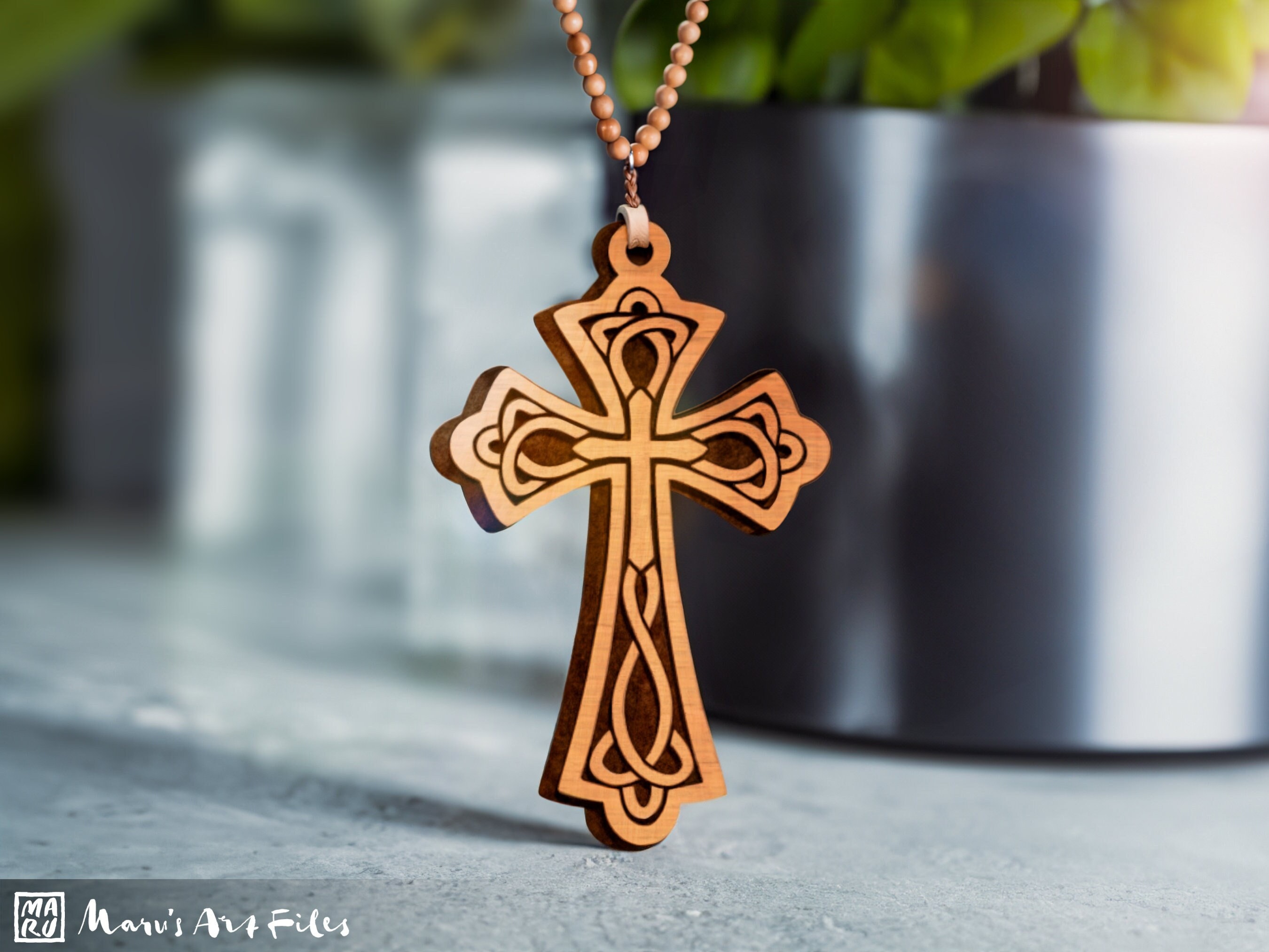 Celtic Wooden Cross - Engraved Christian Wooden Cross Necklace made ou –  Blessed Beam Artistry