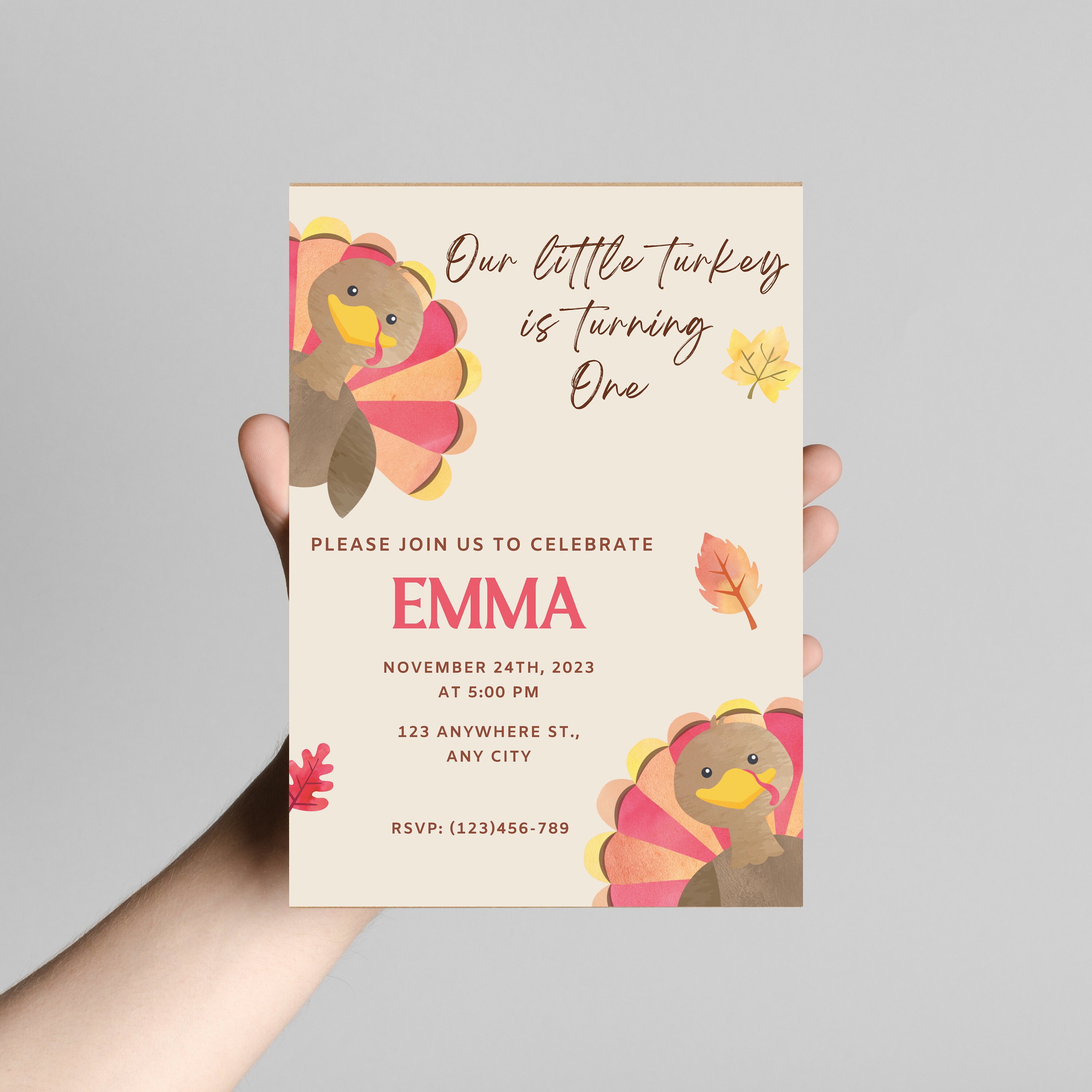 Turkey Birthday, Digital Turkey Invitation, Little Turkey Invitation, Turkey 1st Birthday ...