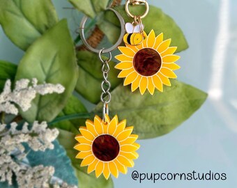 Sunflower pet ID tag and keychain bundle