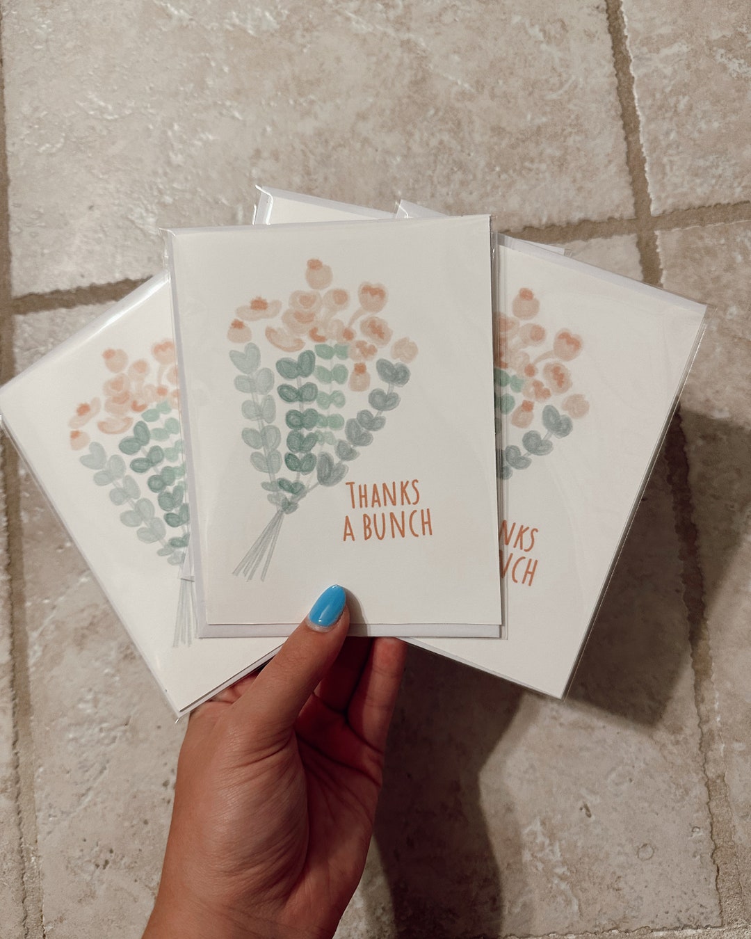 Watercolor Flower Thank You Card - Etsy