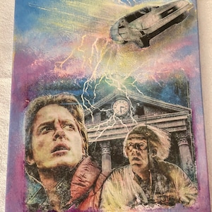 Doc Emmett Brown, abstract art on canvas, back to the future