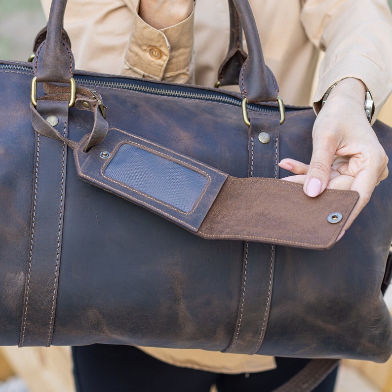 Personalized Leather Bag Name Tag, Custom Leather Tag, Monogram Leather