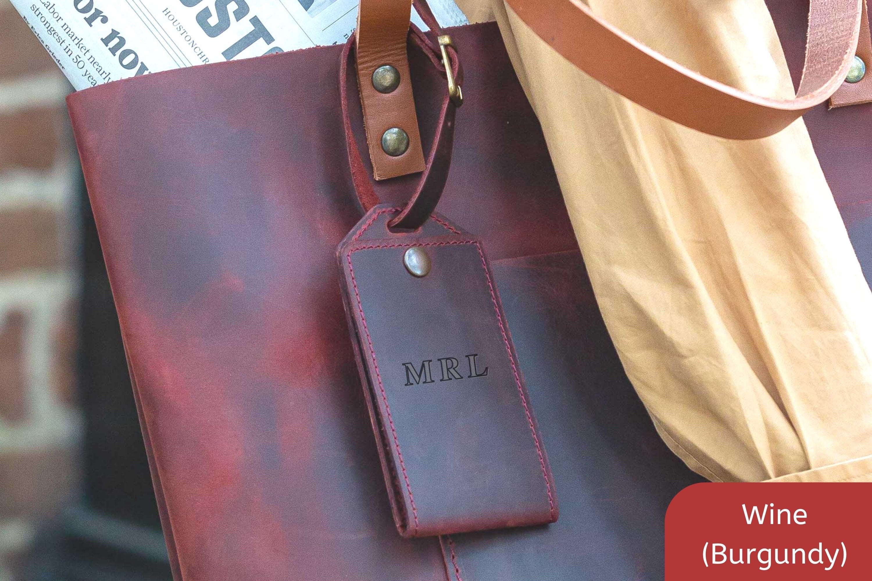 Personalized Leather Bag Name Tag, Custom Leather Tag, Monogram Leather