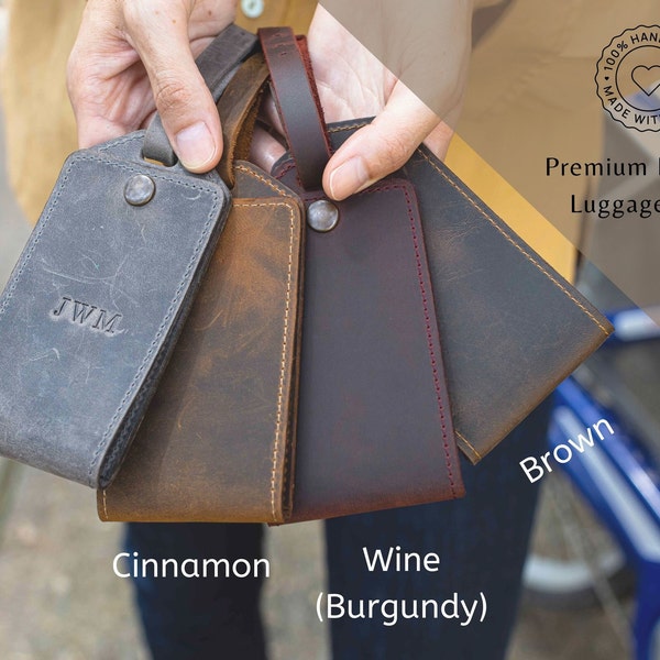 Personalized Leather Luggage Tag: Handmade Custom Duffle Bag Tag