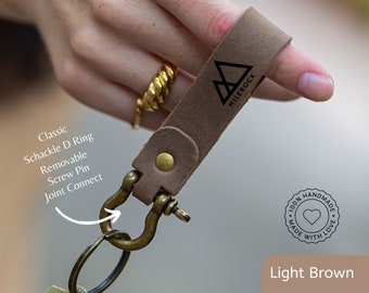 Personalized Leather Keychain, Custom Monogram Keyfob, Handmade