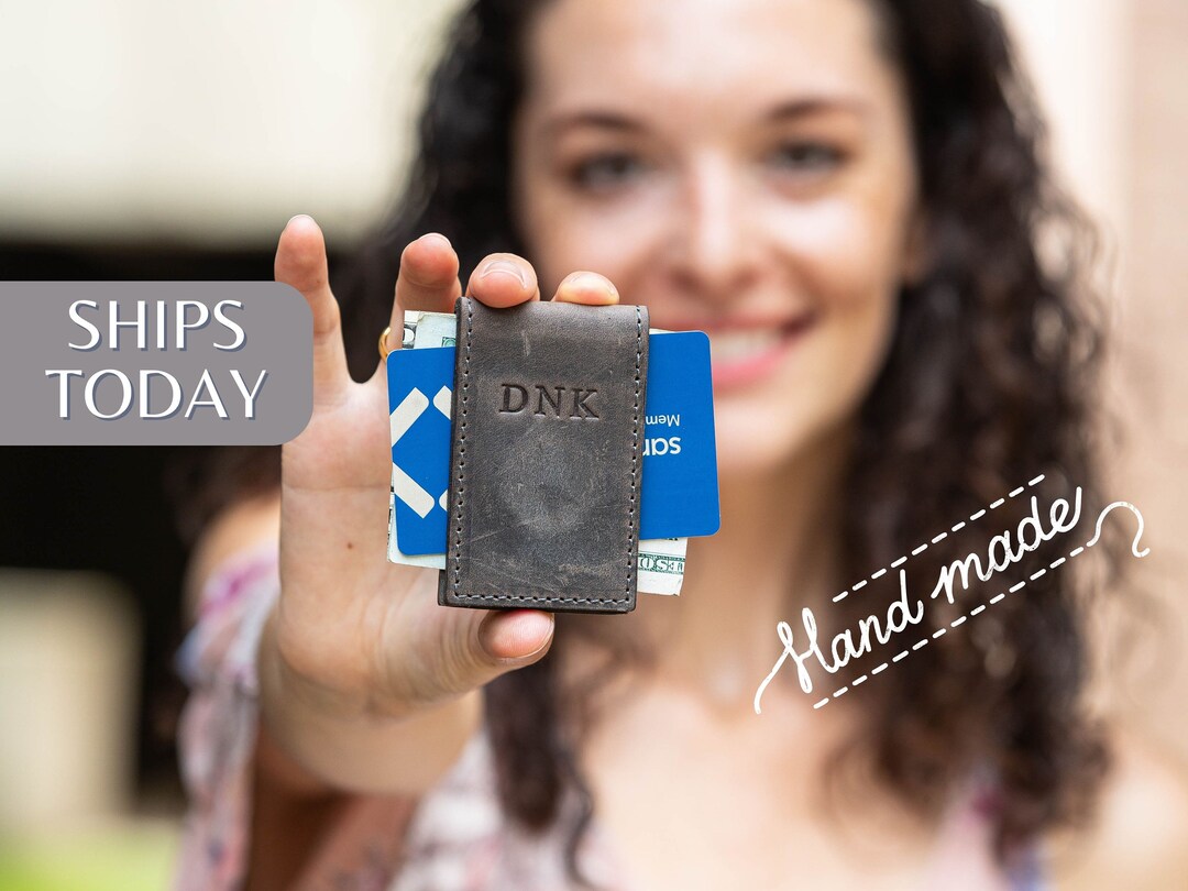 Personalized Slim Leather Money Clip, Anniversary Gift, Custom Money