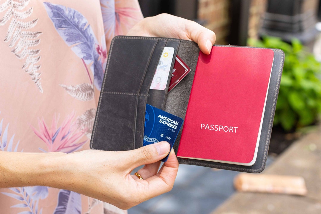 Personalized Leather Passport Cover Travel Wallet Gift Gif Etsy