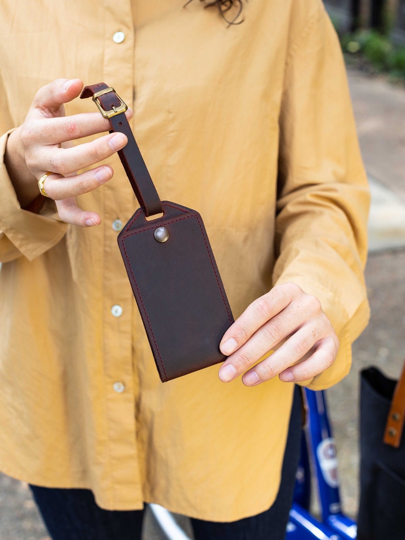 Personalized Leather Luggage Tag Handmade Leather Bag Tag Etsy