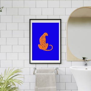Estampa de leopardo ousada | Pôster moderno, impressão de gato, decoração de escritório, pôster de download digital, arte digital imprimível, ousado, maximalista