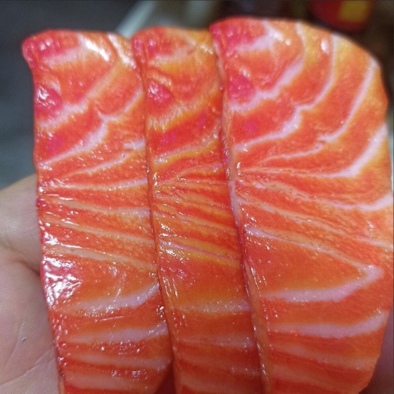 Fake Salmon Sashimi 6pcs Fake Fried Salmon Japanese Sushi Japanese