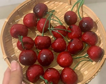 Artificial Cherries Artificial Fruit 10 Pairs (20 pcs) Faux Fruit Decor Photography Props Restaurant Furnishings Home Decor