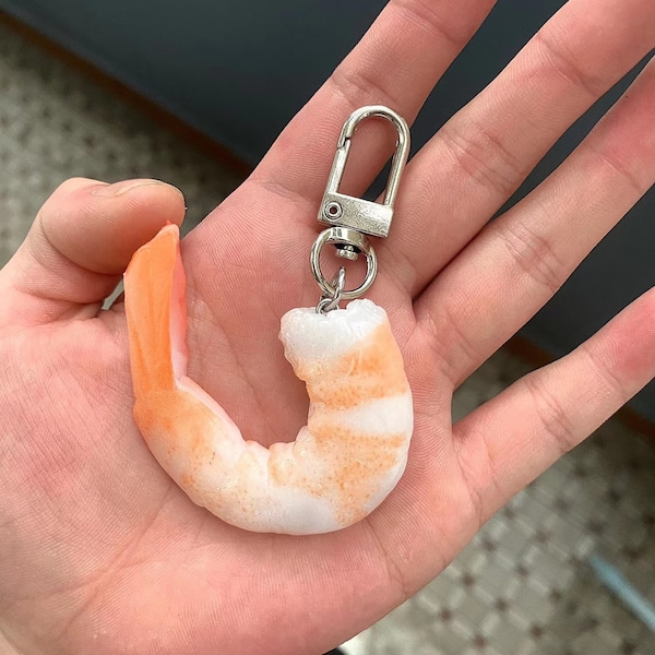 Realistic Fake Shrimp Keychain - Creative Gift for Friends Funny Gift Bag pendant Key Decoration Cute Keychain Shrimp Key Ring