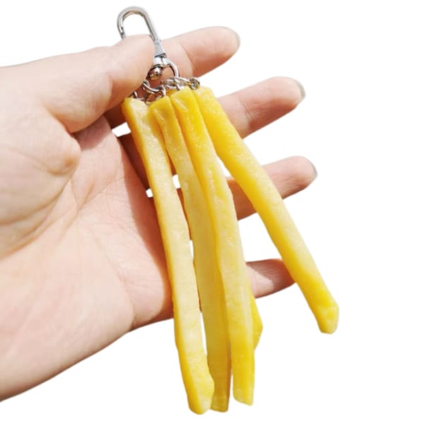 Fake French Fries Keychain 4pcs French Fries Keyring Bag Pendant Funny Gift Creative Gift for Friend Artificial Food Decor Christmas Gift
