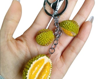 Fruit artificiel réaliste Durian porte-clés sac pendentif Durian porte-clés cadeau drôle Thaïlande porte-clés